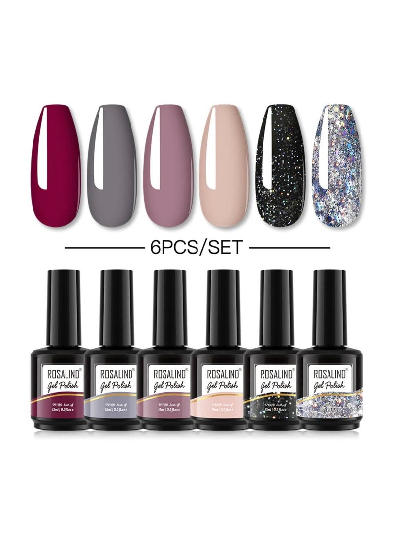 Rosalind ROSALIND 6PCS Gel Nail Polish Set 15ml  - Image 2