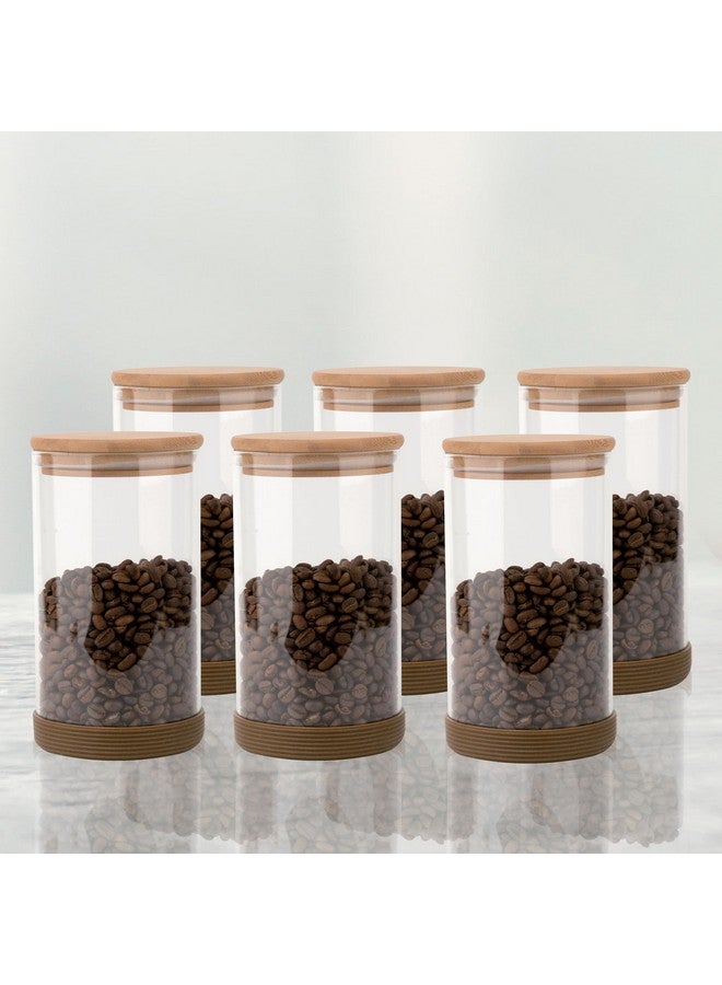 Femora Femora Borosilicate Glass Jars with Wooded Lid| 1 Year Warranty| Multipurpose Airtight Storage Jar For Cookies, Snacks, Spices| Glass Jar 1000ml| Set Of 6| Transparent Glass Jars For Kitchen Storage - Image 1