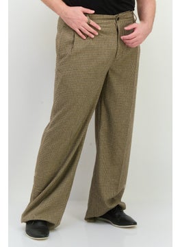 GANT Men Regular Fit Houndstooth Print Straight Leg Pants, Brown Combo  - Image 3