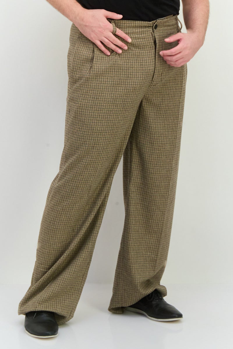 GANT Men Regular Fit Houndstooth Print Straight Leg Pants, Brown Combo  - Image 3