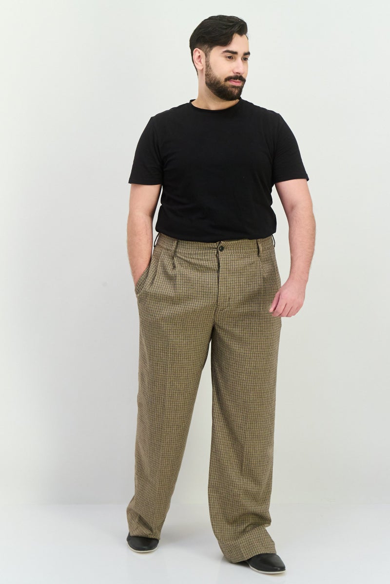 GANT Men Regular Fit Houndstooth Print Straight Leg Pants, Brown Combo  - Image 4