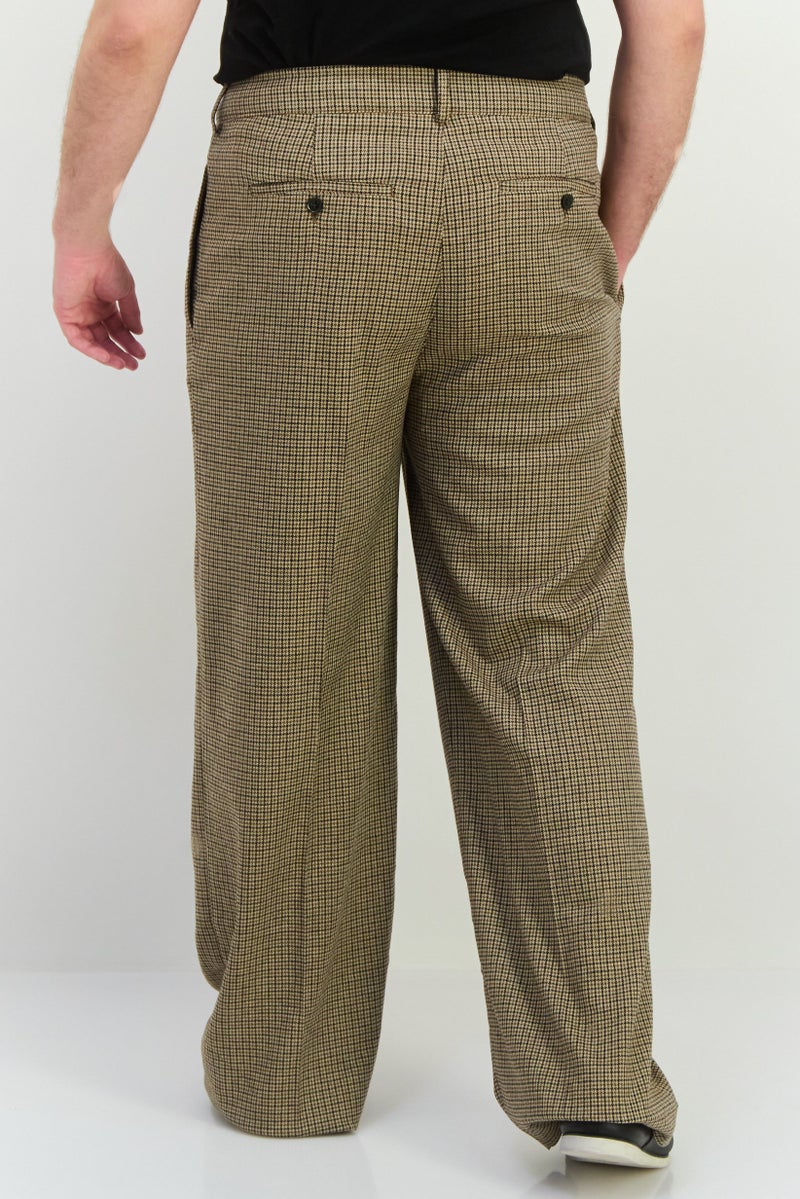 GANT Men Regular Fit Houndstooth Print Straight Leg Pants, Brown Combo  - Image 2