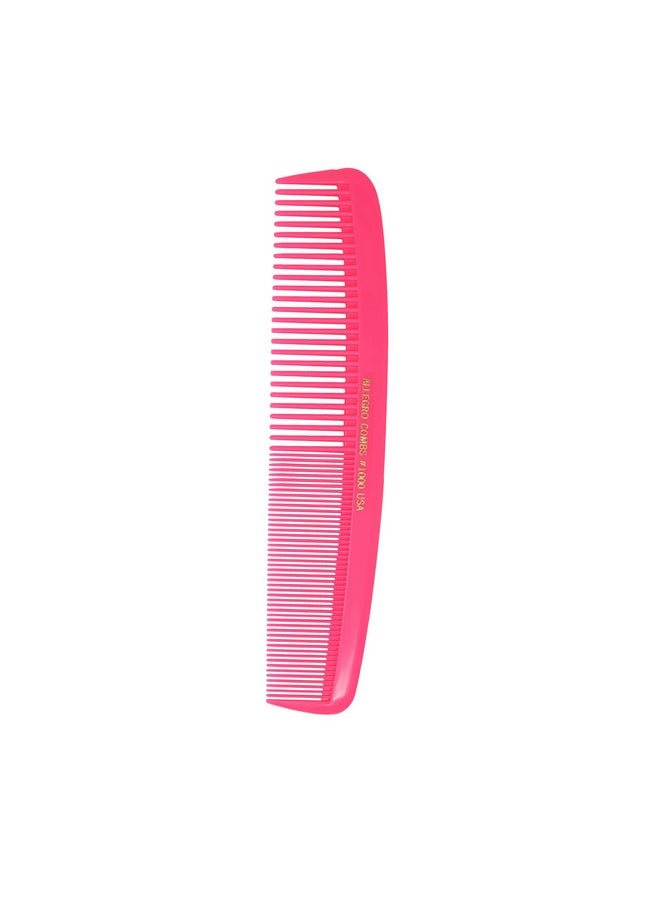Allegro Combs #1000 Large Hair Cutting Barber Stylist Combs All Purpose Wide Tooth Combs & Fine Tooth Made In The Usa. 1 Unit (Neon Pink) 