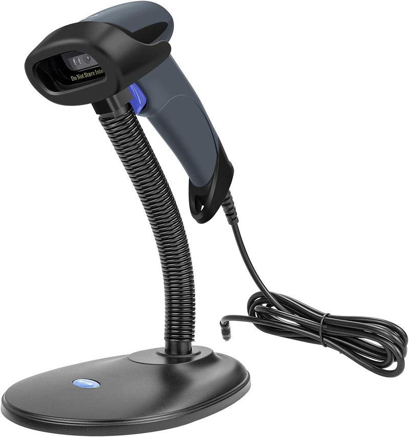 نيتم ماسح ضوئي للباركود ثنائي الأبعاد من NETUM مع حامل USB 2.0 سلكي، قارئ رمز QR تلقائي، مسدس ماسح ضوئي محمول مع كابل USB لأجهزة الكمبيوتر المحمولة وأجهزة الكمبيوتر والصرافين ونقاط البيع - M5S - Image 1
