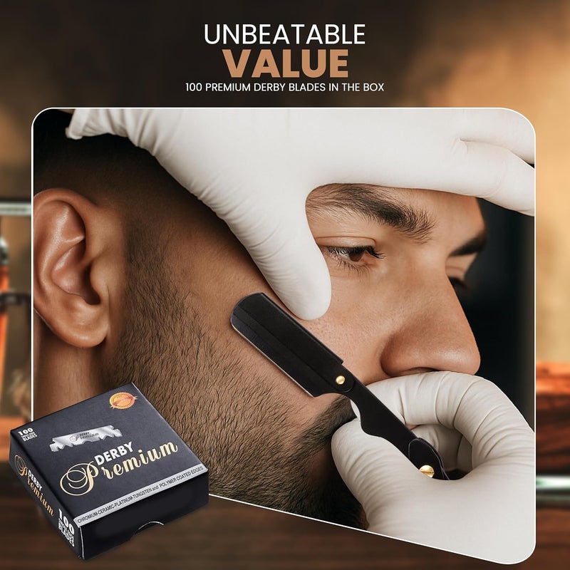 Utopia Care Professional Straight Razor for Men, Barber Straight Edge Razor Safety with 100 Pack Blades, Black - Image 5