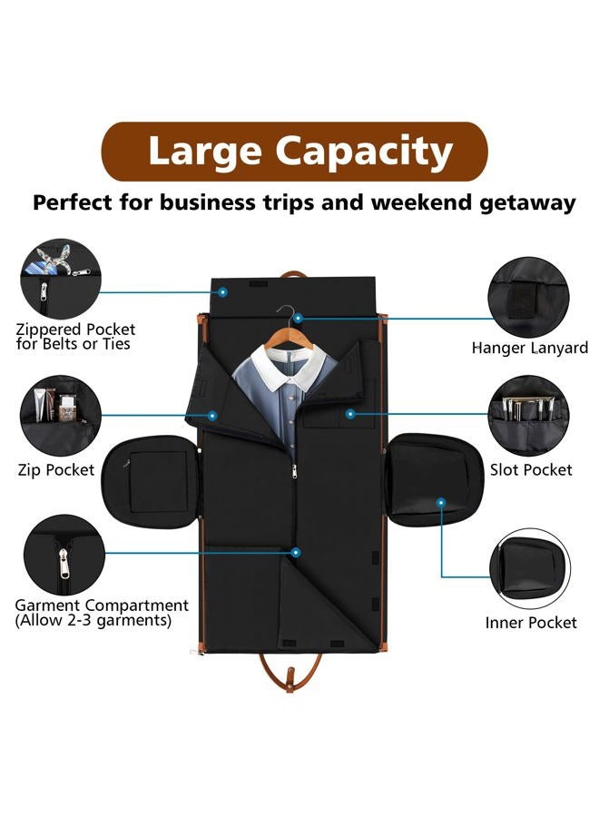 TIBES Convertible Garment Duffel Bag for Travel - Carry On Garment Bags With Toiletry Bag Large Weekender Bag for Women Men 2 in 1 Hanging Suitcase Suit Travel Duffel Overnight Bags 4pcs Set (2-Black) - Image 3