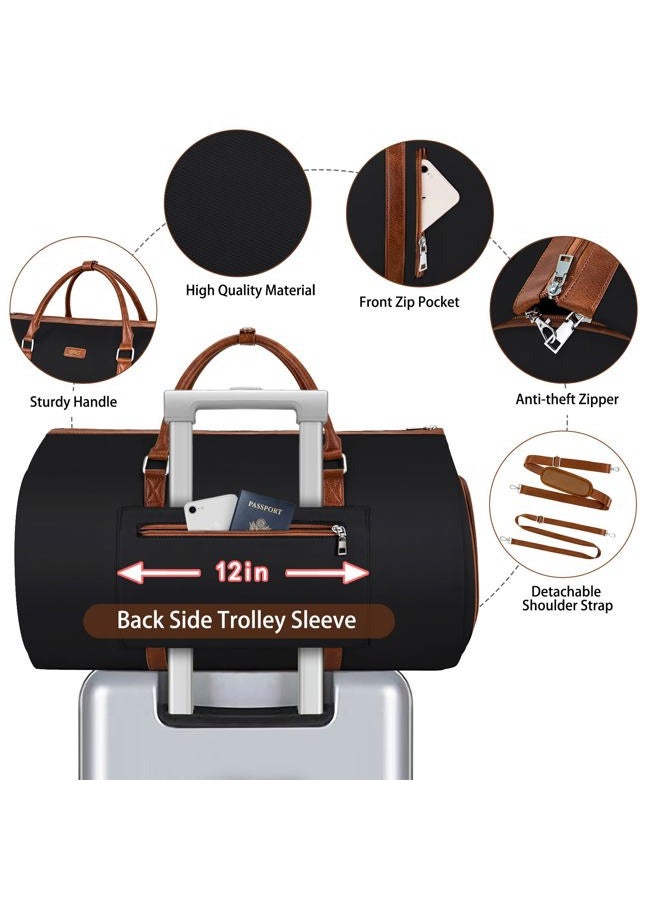 TIBES Convertible Garment Duffel Bag for Travel - Carry On Garment Bags With Toiletry Bag Large Weekender Bag for Women Men 2 in 1 Hanging Suitcase Suit Travel Duffel Overnight Bags 4pcs Set (2-Black) - Image 4