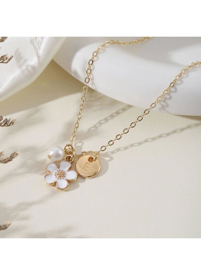 ENASAL Flower Girl Proposal Gift,Flower Girl Gift Necklace,Will You Be My Flower Girl,Initial Dainty Letter Pendant Pearl Necklace Jewelry for Women, Wedding Bride Party Bridal Shower Gift（S） - Image 2