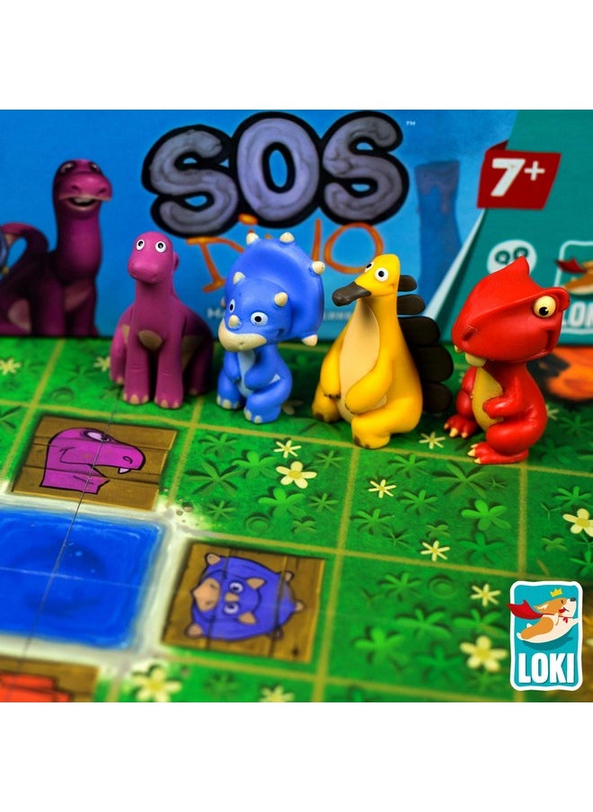 Loki: SOS Dino Game, -Tile Placement Tabletop -Board Game, Strategy, Cooperative, Easy to Play, Family Game, 1 to 4 Players, Ages 7 and Up
