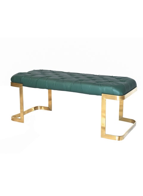 Green leather seat 126x50cm