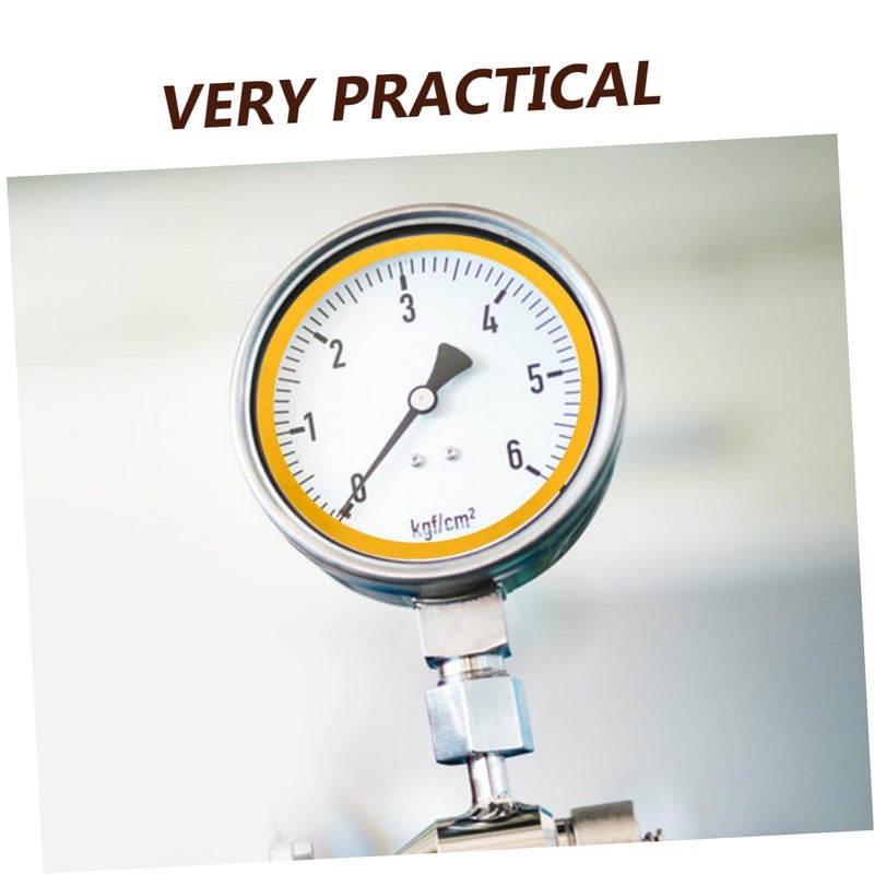 5 Sheets Self Adhesive Waterproof Pressure Gauge Indicator Decals Round Yellow Labels - Image 4