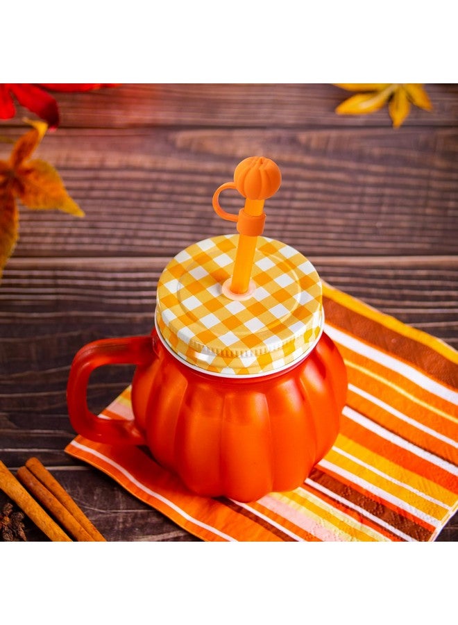 Whaline Whaline 4Pcs Fall Straw Cover Cap Orange Pink Pumpkin Silicone Reusable Straw Topper Autumn Thanksgiving 10mm/0.4In Straw Lid Protector for 30/40 oz Tumbler Cup Accessories - Image 5