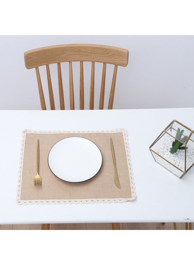 WAOKN Set of 5 Rectangular Linen Placemats (30 x 40 cm), Heat-resistant Indoor/outdoor Non-slip Table Mats, Washable Table Protection for Hotel Parties Wedding Receptions (Beige)  - Image 3
