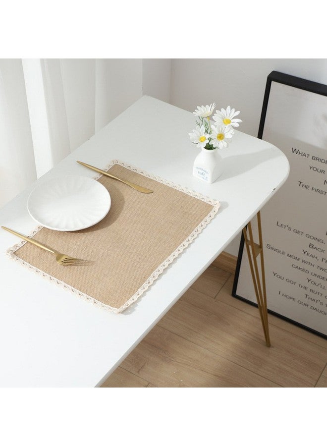 WAOKN Set of 5 Rectangular Linen Placemats (30 x 40 cm), Heat-resistant Indoor/outdoor Non-slip Table Mats, Washable Table Protection for Hotel Parties Wedding Receptions (Beige)  - Image 2