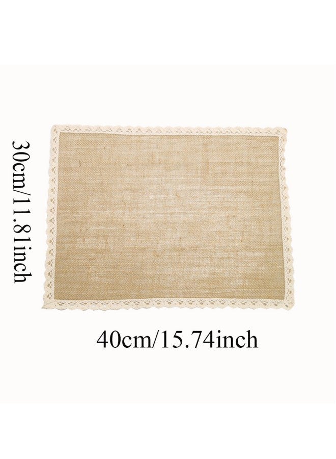 WAOKN Set of 5 Rectangular Linen Placemats (30 x 40 cm), Heat-resistant Indoor/outdoor Non-slip Table Mats, Washable Table Protection for Hotel Parties Wedding Receptions (Beige)  - Image 4