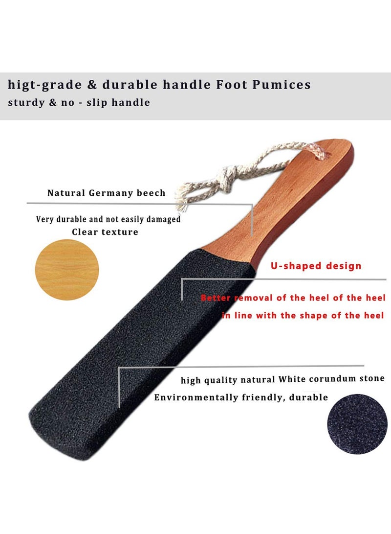 2 Pack Foot File Callus Remover, Pumice Stone Foot Scrubber with Wooden Handle for Cracked Heels, Dead Skin and Corn, Pedicure Tool for Men and Women - Image 2