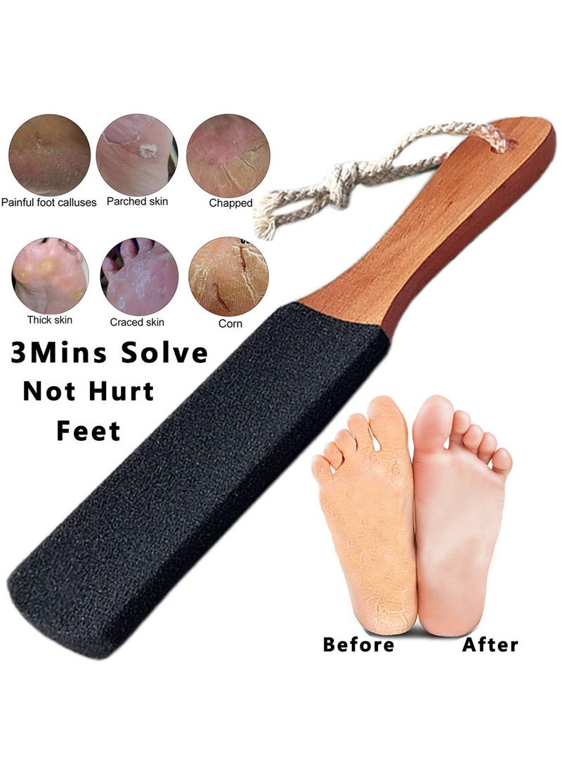 2 Pack Foot File Callus Remover, Pumice Stone Foot Scrubber with Wooden Handle for Cracked Heels, Dead Skin and Corn, Pedicure Tool for Men and Women - Image 3