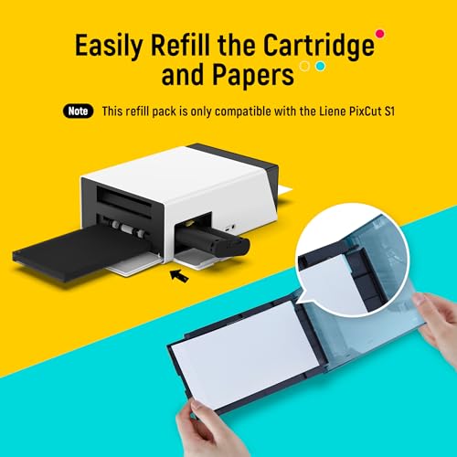Liene Photo Paper & Cartridge, 2 Ink Cartridge Refill & 72 sheets photo papers, 4x6", Dye Sublimation, Water & Oxidation-Proof, Only for Liene PixCut S1 - Image 3