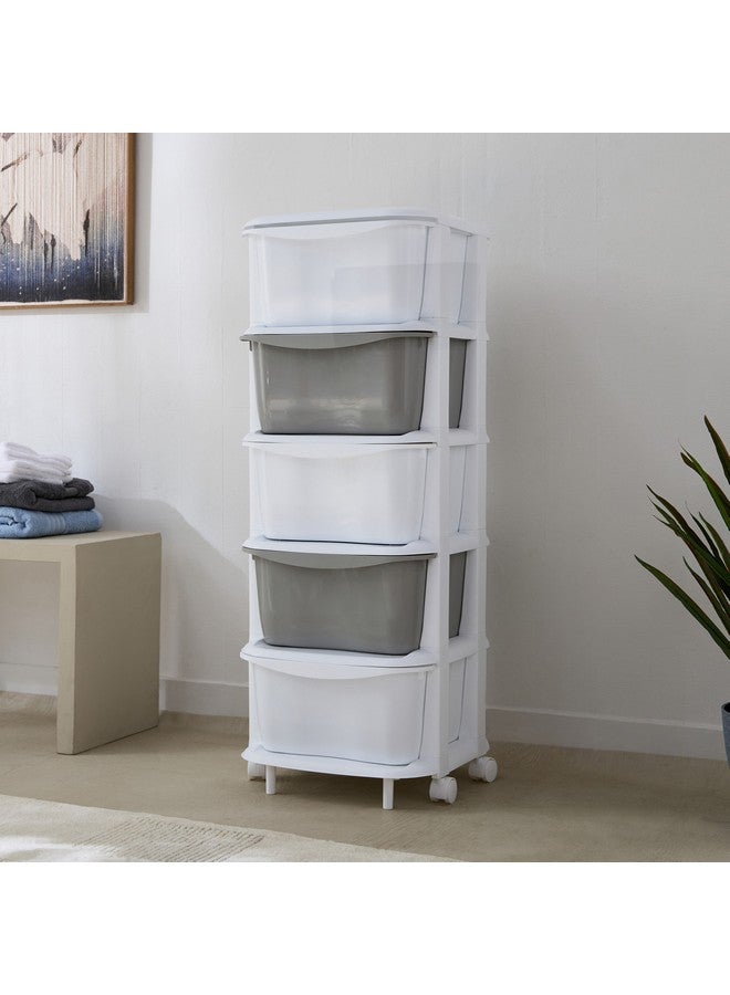 Home Box Kevin 5-Tier Storage Drawer Rack with Wheels 37 x 37 x 90 cm  - Image 1