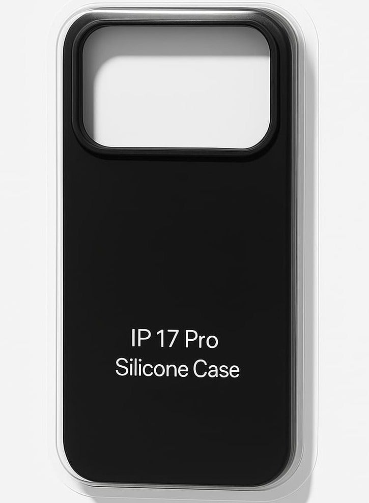 iPhone 17 Pro Silicone Case – Slim Shockproof Protective Back Cover, Soft & Lightweight, Black - Image 1