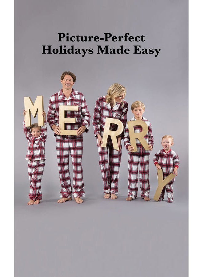 PajamaGram Christmas Pajamas For Family, Fireside Plaid, Men's MD Red - Image 2