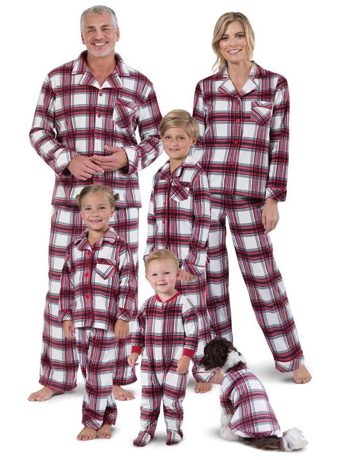 PajamaGram Christmas Pajamas For Family, Fireside Plaid, Men's MD Red - Image 1