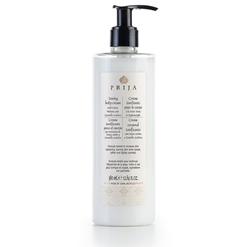 Prija Toning Body Cream with Green Walnuts and Centella Asiatica 1284 fl oz Elasticizing and Moisturizing Vegan Friendly Dermatologically Tested Made with 100 Recycled Bottle