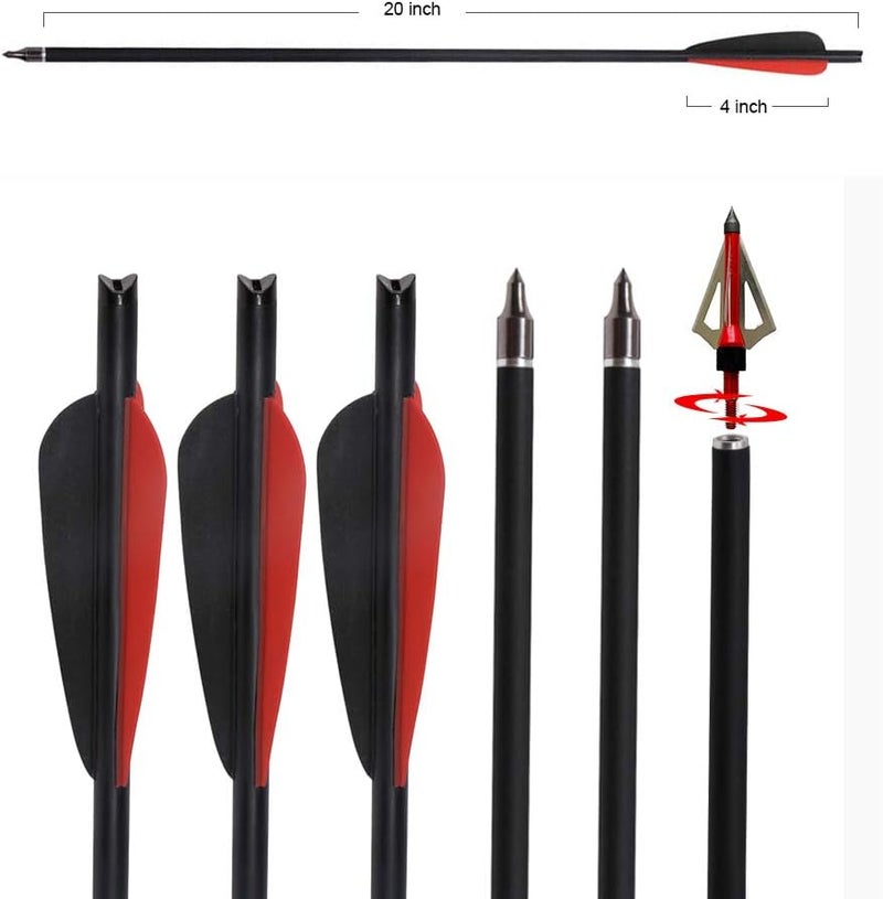 IRQ 20 Inch Carbon Crossbow Bolt and Crossbow Broadheads Set, 12 Pcs Hunting Carbon Arrows for Crossbow with 3 Blade Broadheads 6 Pcs for Archery Practise Hunting Crossbow Arrows - Image 3