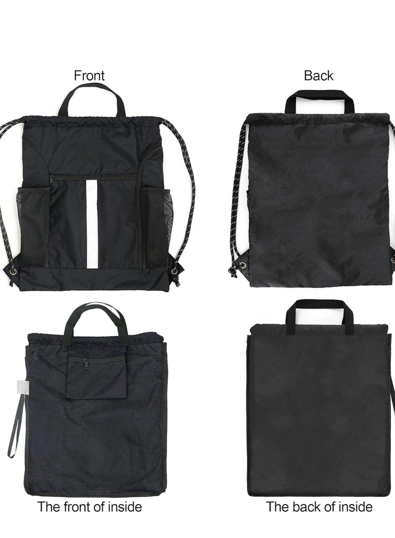 Zikra Drawstring Backpack Sports Gym Sackpack with Mesh Pockets Water Resistant String Bag for Women Men, Sport Draw String Back Bag with Shoes Compartment - Image 4