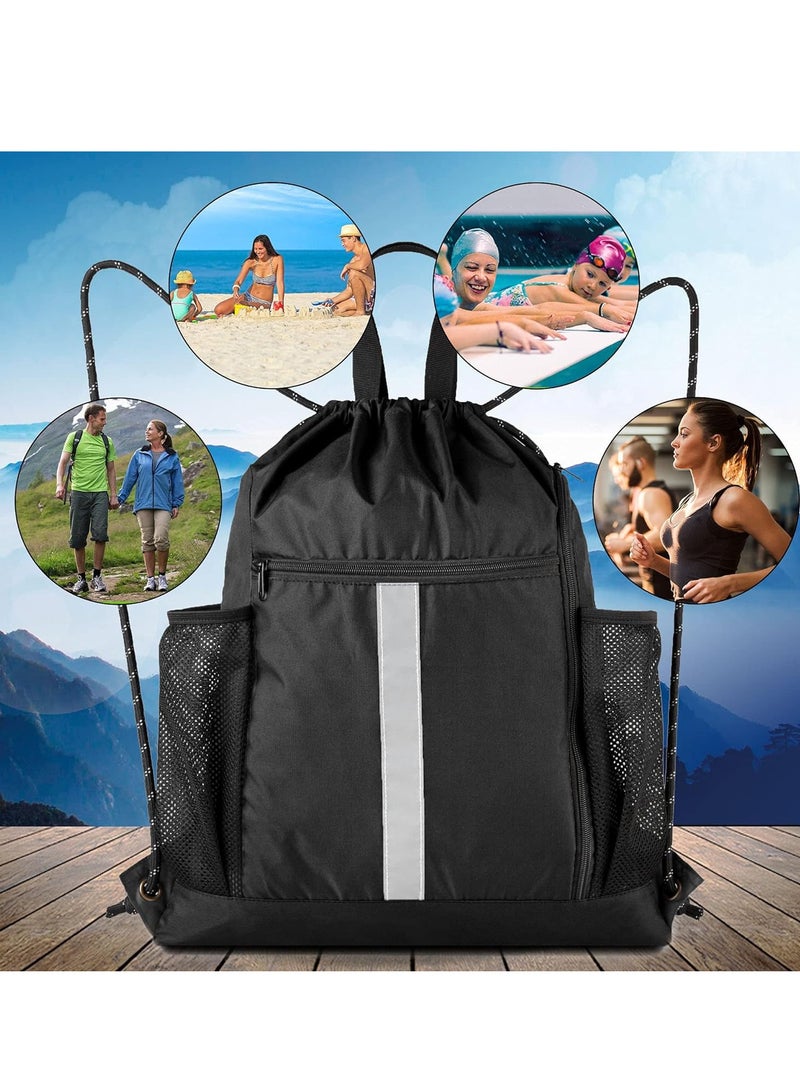 Zikra Drawstring Backpack Sports Gym Sackpack with Mesh Pockets Water Resistant String Bag for Women Men, Sport Draw String Back Bag with Shoes Compartment - Image 2
