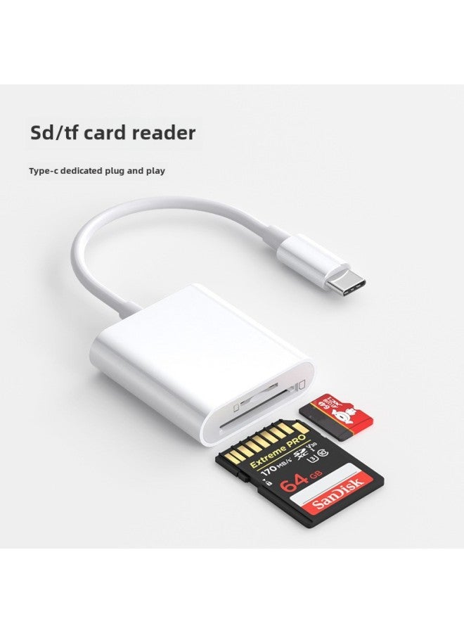 Type-c To SDTFCF Memory Card Reader Mobile Phone Camera OTG Adapter Memory Card Adapter-Color:type-c To SD Card White-pearlescent Bag - Image 5