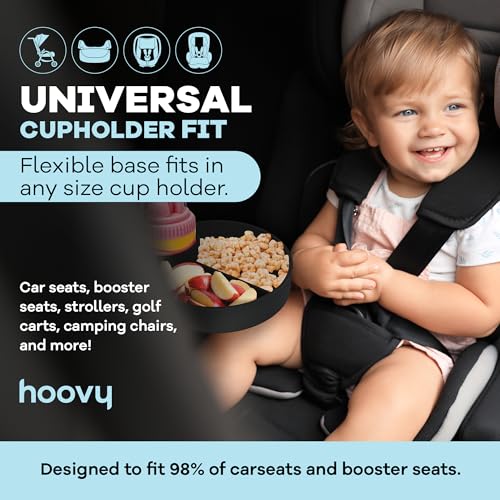 Hoovy Silicone Cup Holder Tray for Car Seat, Booster Seat, Stroller - Carseat Snack Trays for Kids Travel - Cup Holders Food Tray - Midnight 1 Pack - Image 3