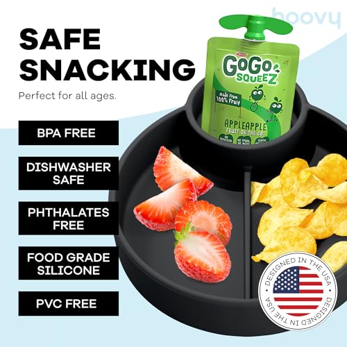 Hoovy Silicone Cup Holder Tray for Car Seat, Booster Seat, Stroller - Carseat Snack Trays for Kids Travel - Cup Holders Food Tray - Midnight 1 Pack - Image 5