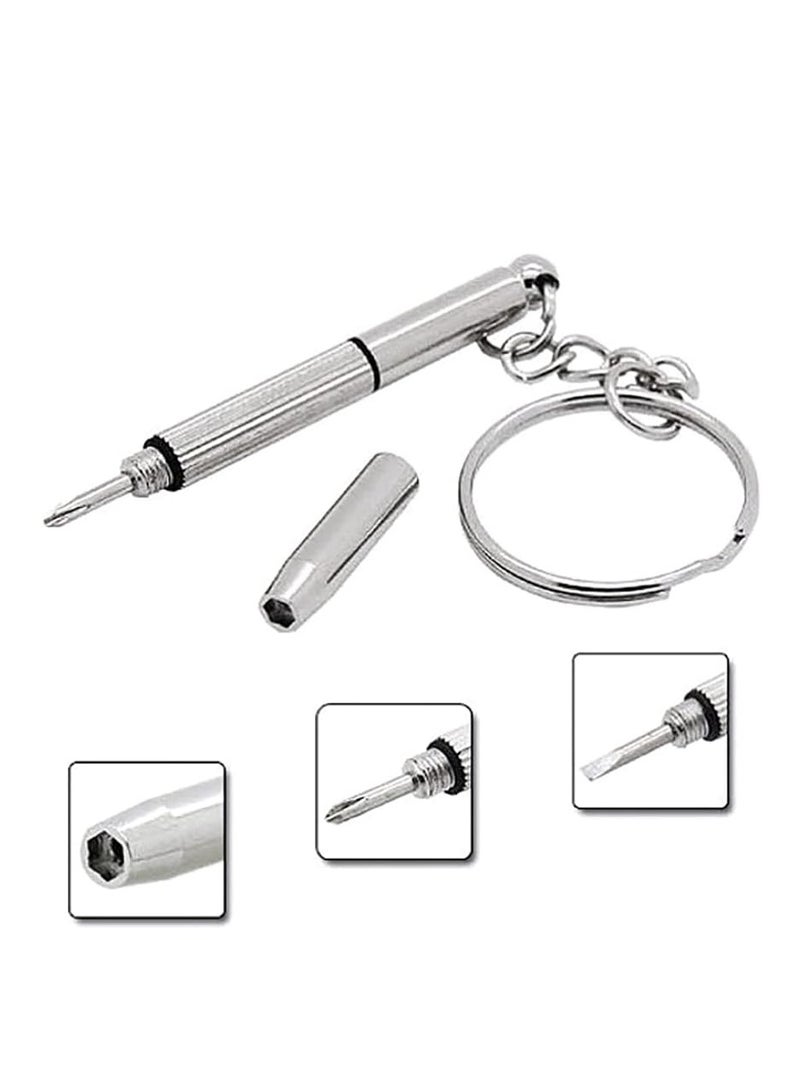 Eyeglass Screwdriver, Mini Keychain Screwdriver Stainless Steel Tightening Hand Tool, Multifunctional Sunglass Watch Jewelry Repair Kit - Image 1