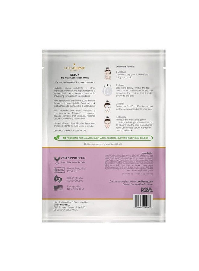 LuxaDerme Detox Bio Cellulose Sheet Mask | Detoxifies & Firms Skin | Anti-Pollution | All Skin Types | 100% Fermented Coconut Jelly (Pack Of 1)  - Image 2