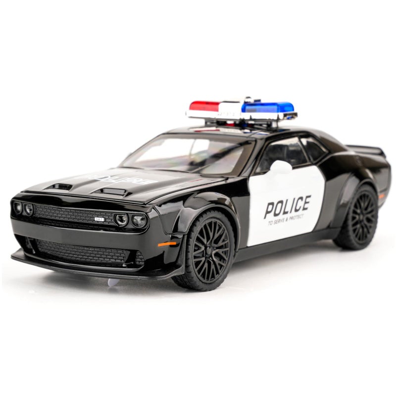 BDTCTK Dodge Challenger Hellcat Police Car Model Toy Alloy PullBack Vehicle with Sound Light Effects for Kids Boys Girls Ages 3 - Image 3