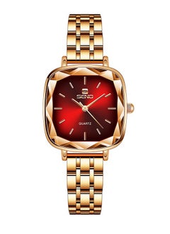 SENO Women's Waterproof Alloy Square Watch - Red  - Image 1