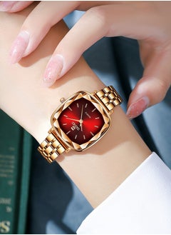 SENO Women's Waterproof Alloy Square Watch - Red  - Image 2