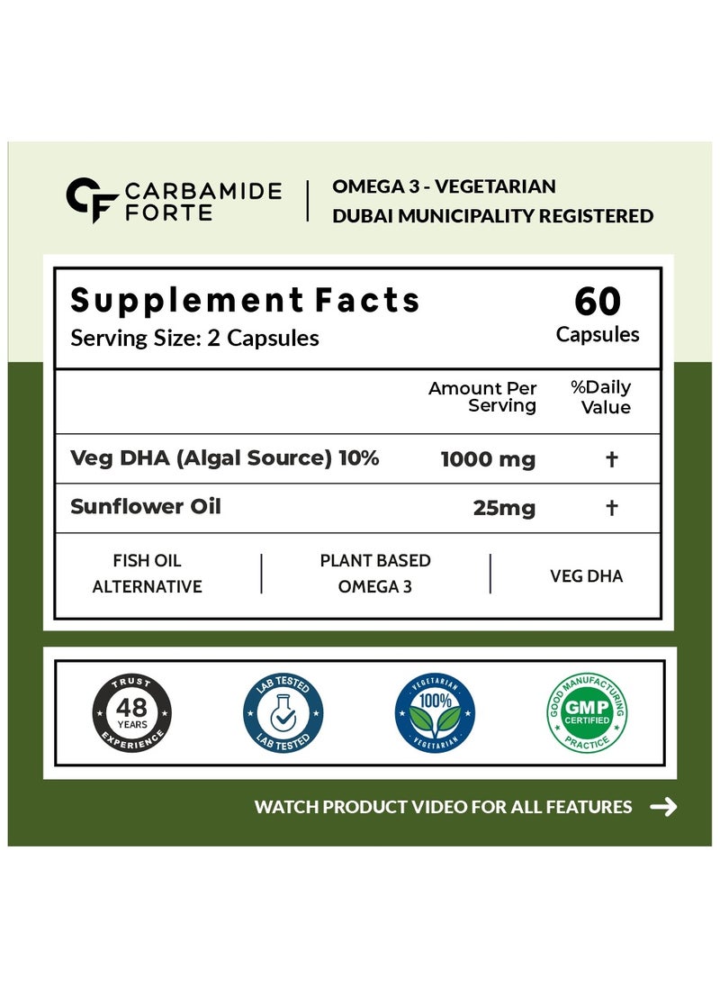 CARBAMIDE FORTE - Carbamide Forte Veg Omega 3 1000mg Tablets With Veg Dha 60 Veg Tablets - Image 1