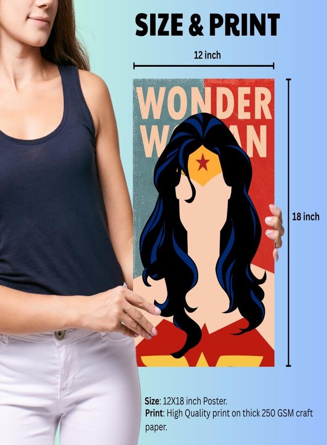 GRAY WALL Good Hope Hollywood Movie Poster Wonder Woman Comic Poster - 12x18 Inch Wall Art for Superhero Fans | Vintage DC Comics Style Decor for Home, Office, or Bedroom - Image 4