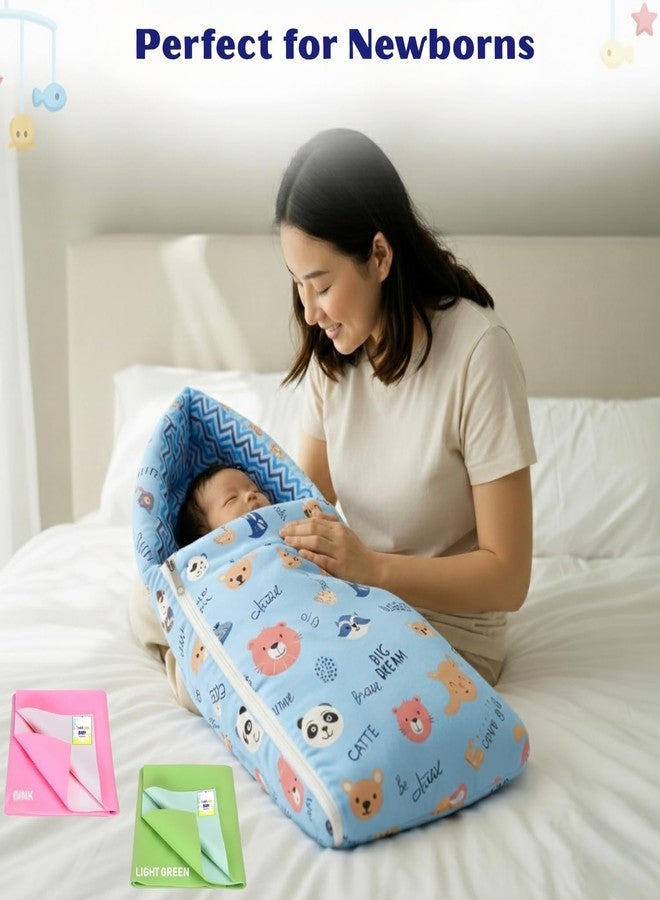 Toddylon 33 in 1 New Born Baby Essentials Kit Combo Set | Newborn Baby Set 0–6 Months | Hospital Kit for Newborns Baby | Infants Clothes & Bedding Combo Pack for Baby Boy & Girl (Blue) - Image 3