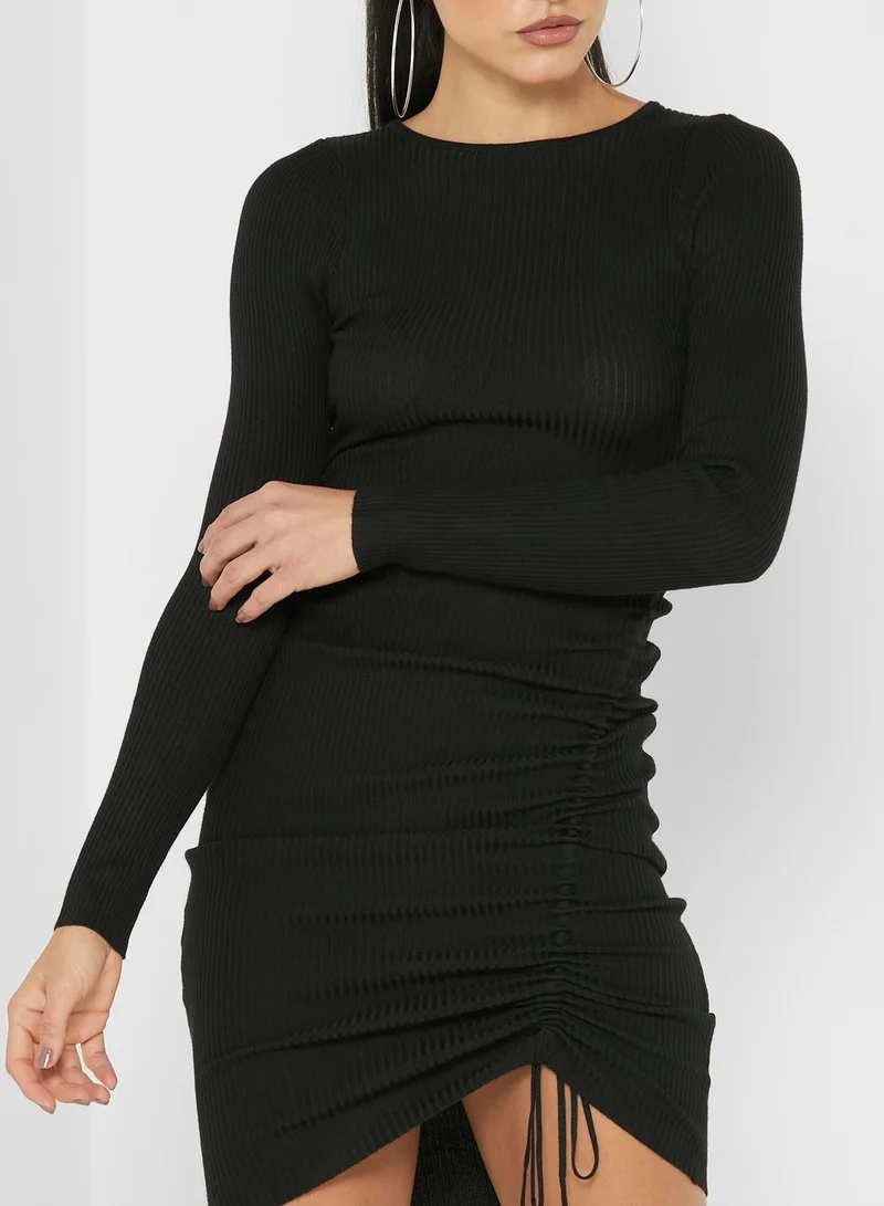 Missguided Tall Crew Neck Ruched Dress
