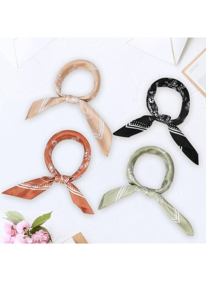 4 Pcs 27.5'' x 27.5'' Large Bandanas Scarves Satin Bandanas for Women Satin Headband Scarves Silk Feeling Scarf Boho Headwear - Image 4