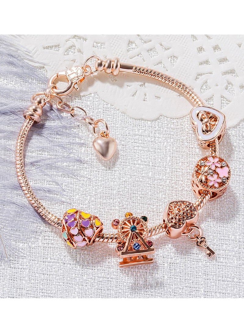 KUYING Women's Infinity Heart Knot Rose-Gold Tone Finish Bangle Bracelet Adjustable Jewelry - Image 2