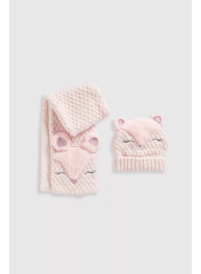 مذركير Pink Deer Hat and Scarf Set