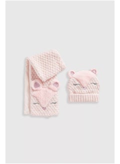 mothercare طقم قبعة وشال من الغزال الوردي  - Image 1