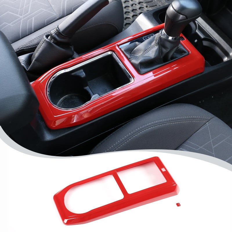 LLKUANG Center Console Gear Panle Frame Cover Trim Compatible with Toyota Tacoma 2016-2023,Car Gears Shift Panle Cup Holder Protective Trim Frame Car Accessories(red) - Image 1