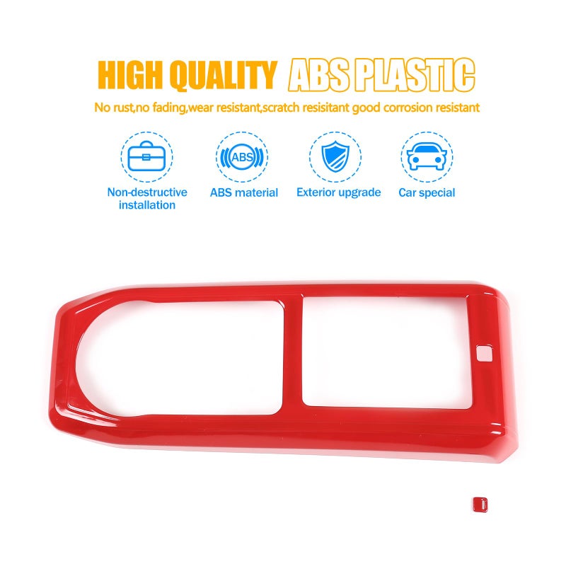 LLKUANG Center Console Gear Panle Frame Cover Trim Compatible with Toyota Tacoma 2016-2023,Car Gears Shift Panle Cup Holder Protective Trim Frame Car Accessories(red) - Image 4