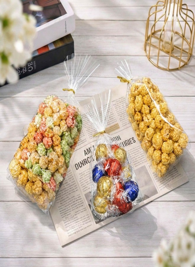 Cherodada Clear Cellophane Treat Bags with Ties, 6"x 9" (100 pcs) Bottom Gusset Bags for Gift Wrapping, Party Favors, Candies, Cookies, Chocolates, Popcorn - Image 5