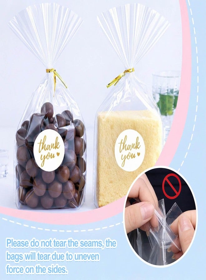 Cherodada Clear Cellophane Treat Bags with Ties, 6"x 9" (100 pcs) Bottom Gusset Bags for Gift Wrapping, Party Favors, Candies, Cookies, Chocolates, Popcorn - Image 3